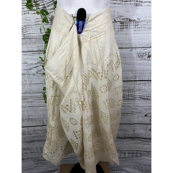 Nygard Skirt Plus 24 Ivory Gold Eyelet Knee Wedding Cocktail Church Modest Slim - Picture 13 of 14